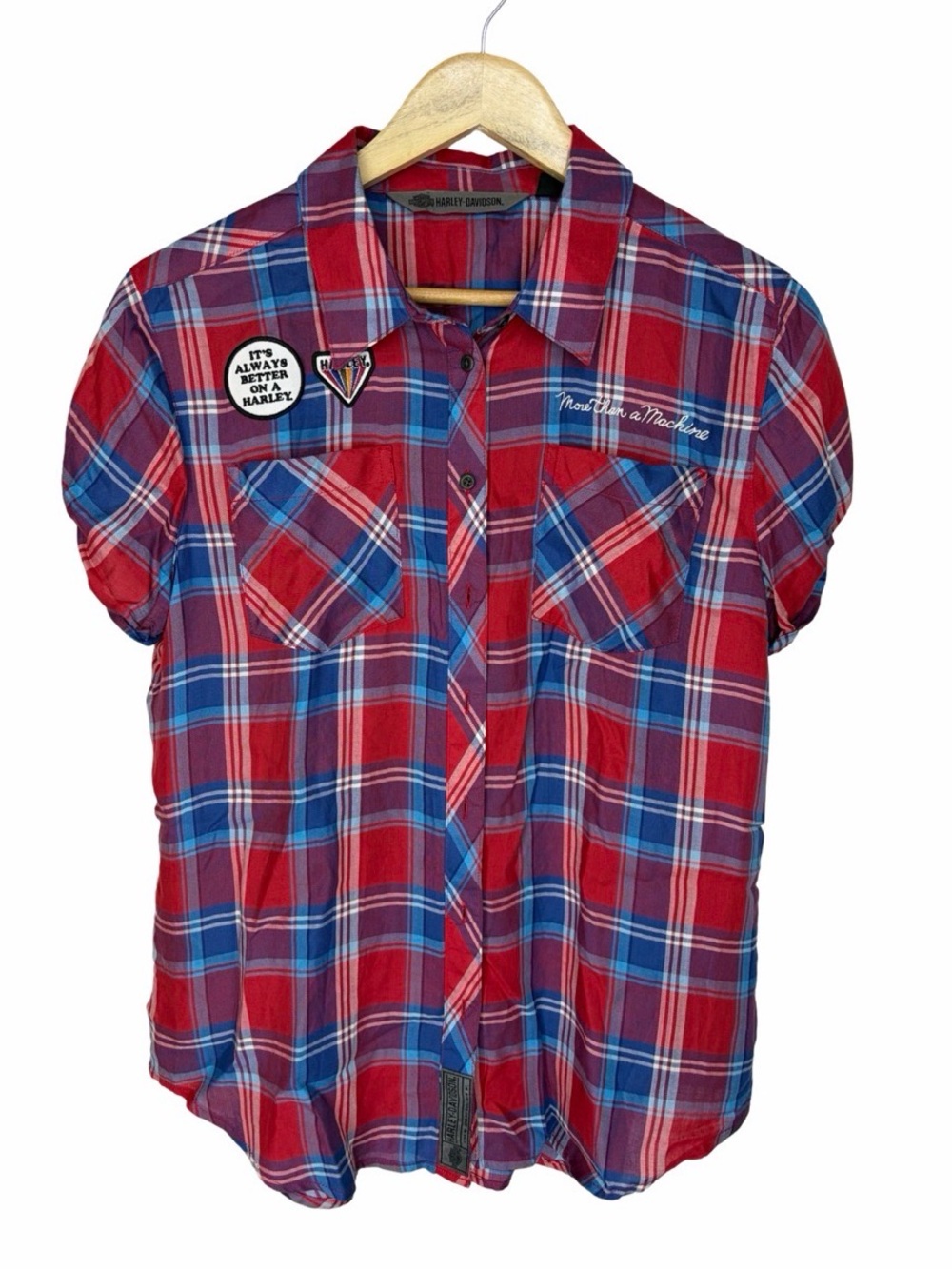 Harley-Davidson Red Plaid Short-Sleeve Button Shirt women’s medium